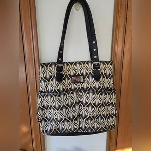 Relic by Fossil Geometric Canvas Tote Bag – Grey, Black & Yellow